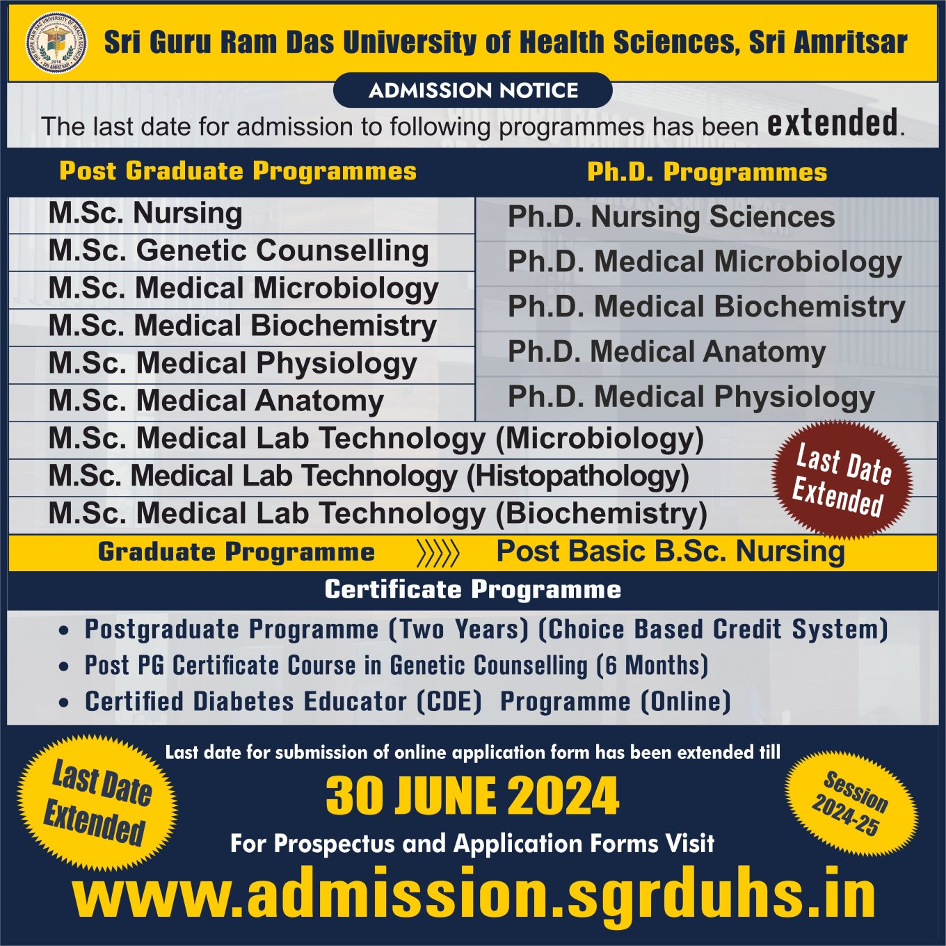 Admission Notice - MSc PhD Courses 2024-25 Date Extended.jpeg